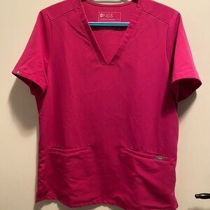 Figs Vivid Pink Scrub Top
